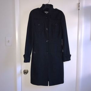 Kenneth Cole Wool Blend Classic Military Style Knee Length Coat